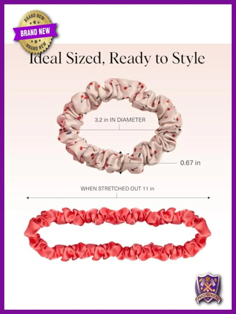 Kitsch Satin Scrunchies for Women - Soft Hair Ties, Set of 5